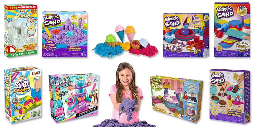 Kinetic Sand SABLE MAGIQUE - - COFFRET CHÂTEAU-BAC À SABLE 454 G + 4  ACCESSOIRES - Sable Cinétique